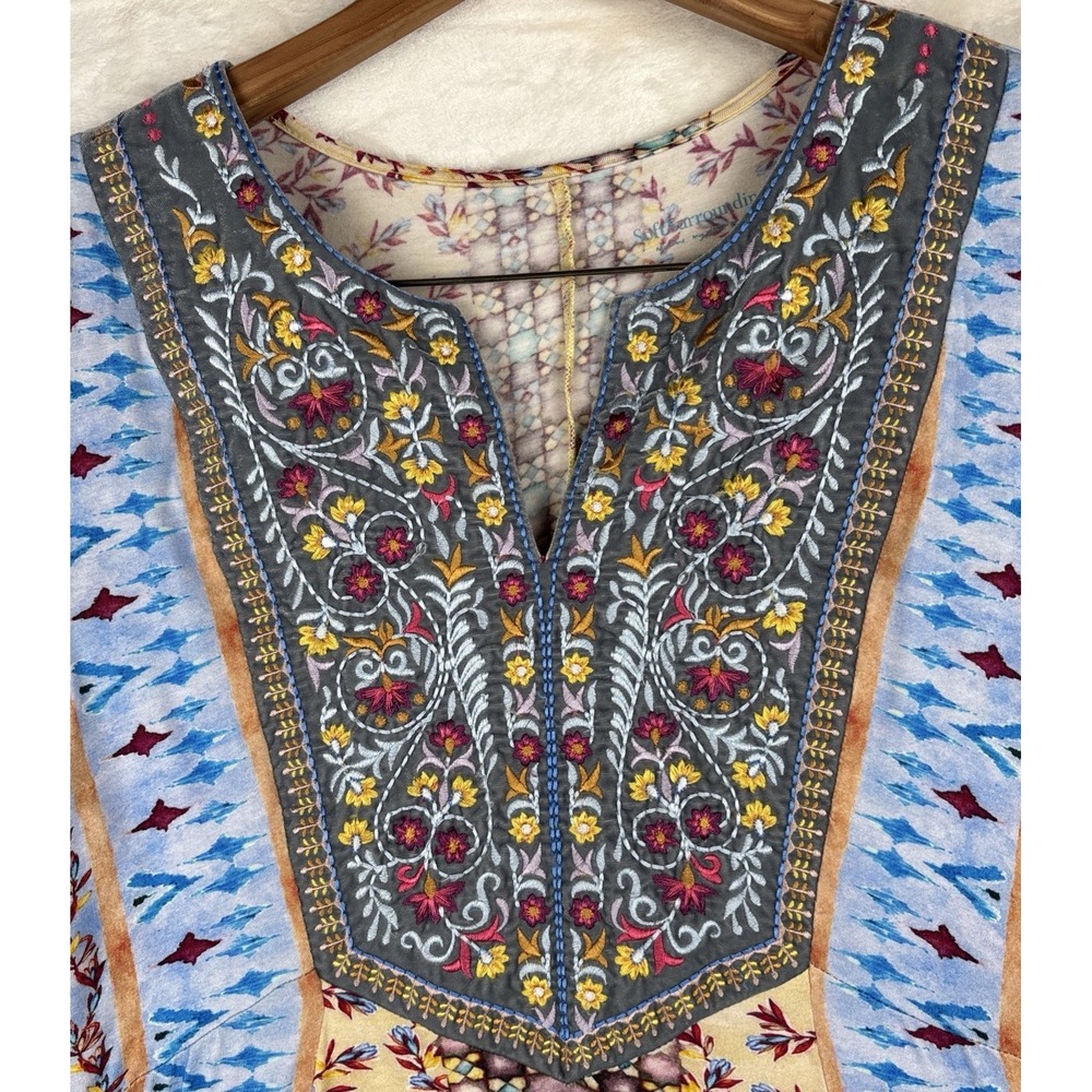 Soft Surroundings Womens Sz S‎ Fifi Embroidered Floral Tunic Top Blouse Festival - Picture 3 of 13
